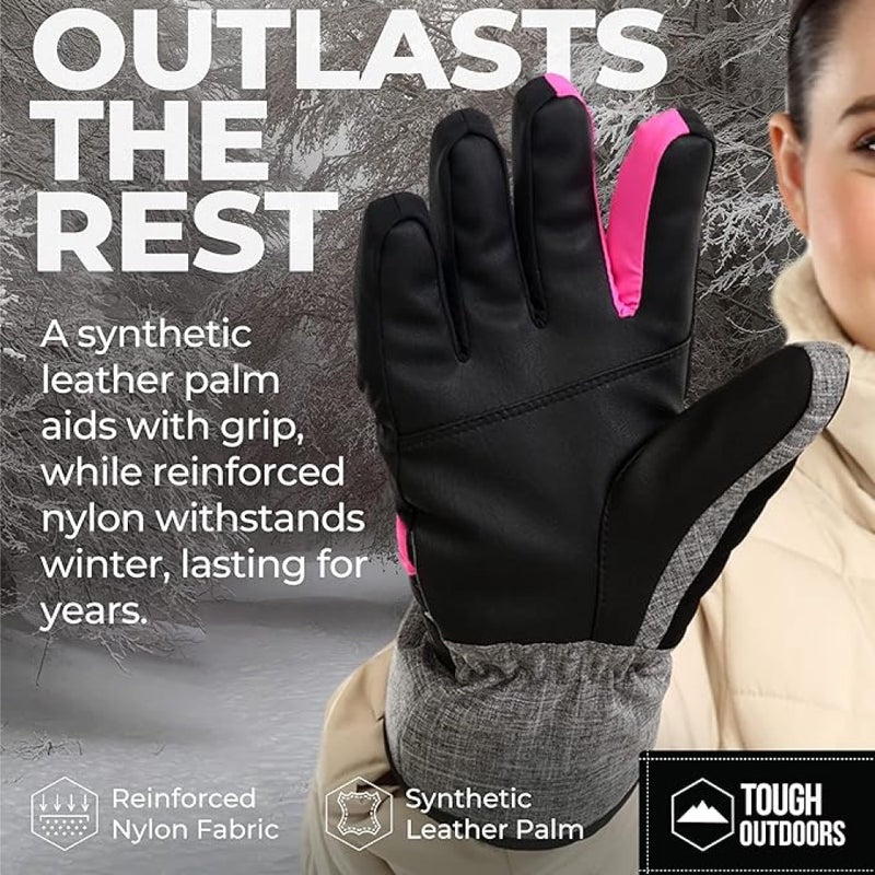 Tough Outdoors Women's Ski Gloves - Waterproof Women's Snow Gloves - Winter Ski Snow Gloves - Snowboard Gloves - Ladies' Cold Weather Gloves - Image 5